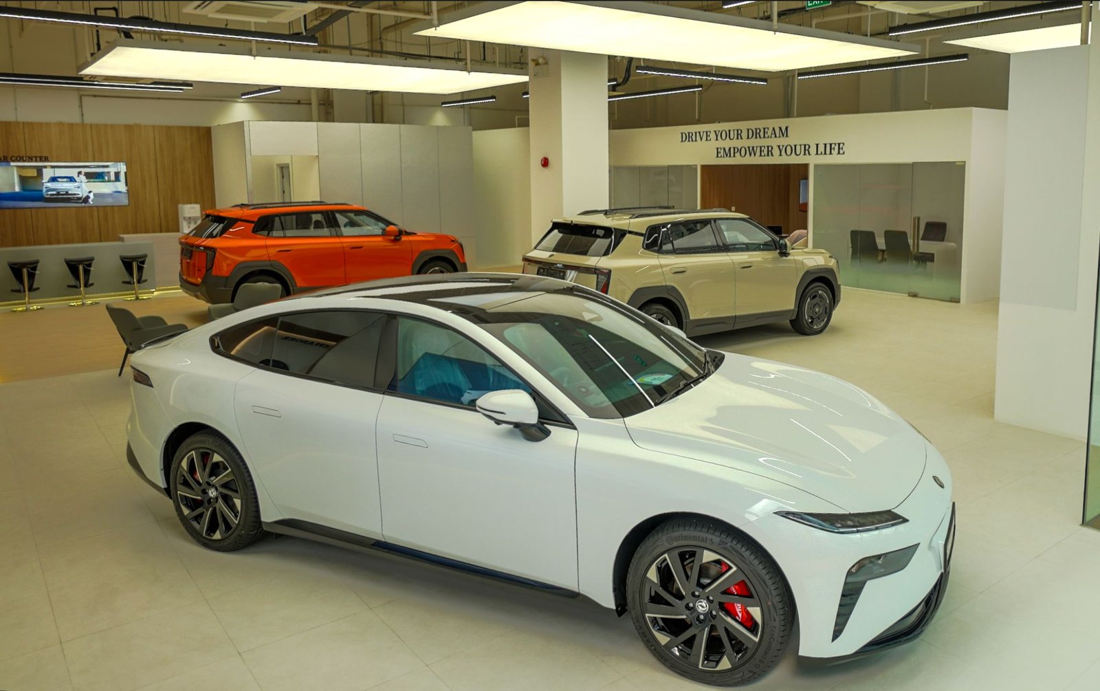 Dongfeng 007, BOX and VIGO inside the Carro showroom